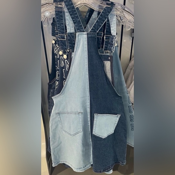 Disney Park HER UNIVERSE Mickey Mouse two tone denim Overall Dress size XL EUC - Picture 2 of 15